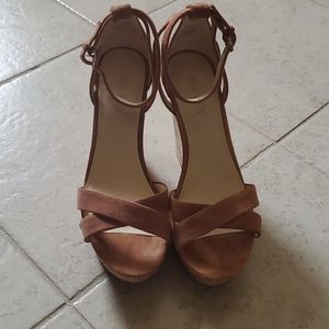 Nine west joker suede natural beige wedges